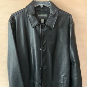 Banana Republic Men’s Black Leather Trench sz L